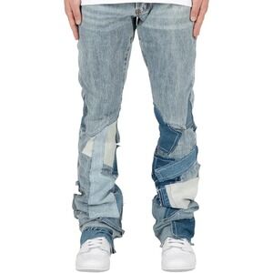 MNML Blue Patchwork Relaxed Jeans